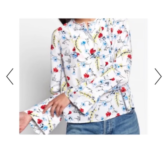 Equipment Slim Signature White Blouse with Floral Print